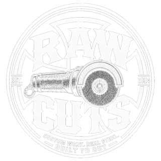 Sello RAW CUTS — Custom work. Real steel. Built to cut.